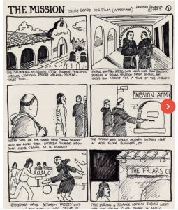 A storyboard drawn by Herbert Sigüenza