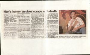 Newspaper clipping of Ric Salinas getting shot.