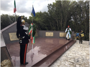 Italian and Greek Soldiers standing guard at the 33rd Acqui Divisions Memorial in Cephalonia, Greece