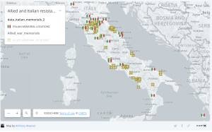 Carto Map of Allied and Italian War Memorials created in Post-War Italy