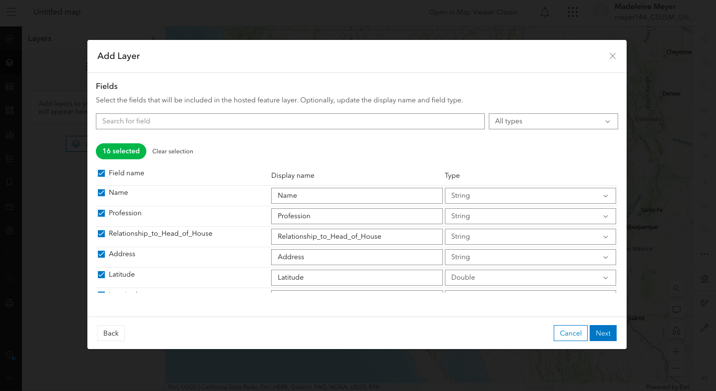 Shows adding a layer to the ArcGIS map 